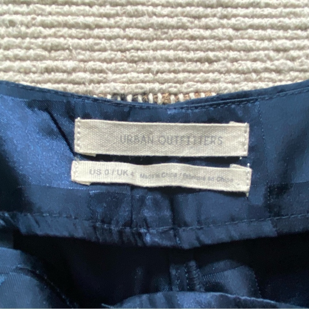 Urban Outfitters Blue Checkered Satin High Waisted Wide Leg Pants 0 - Picture 10 of 16